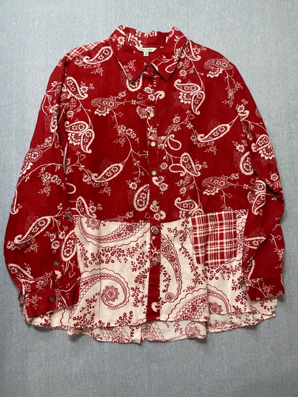 John Mark Collar Button Tunic Size 1X
